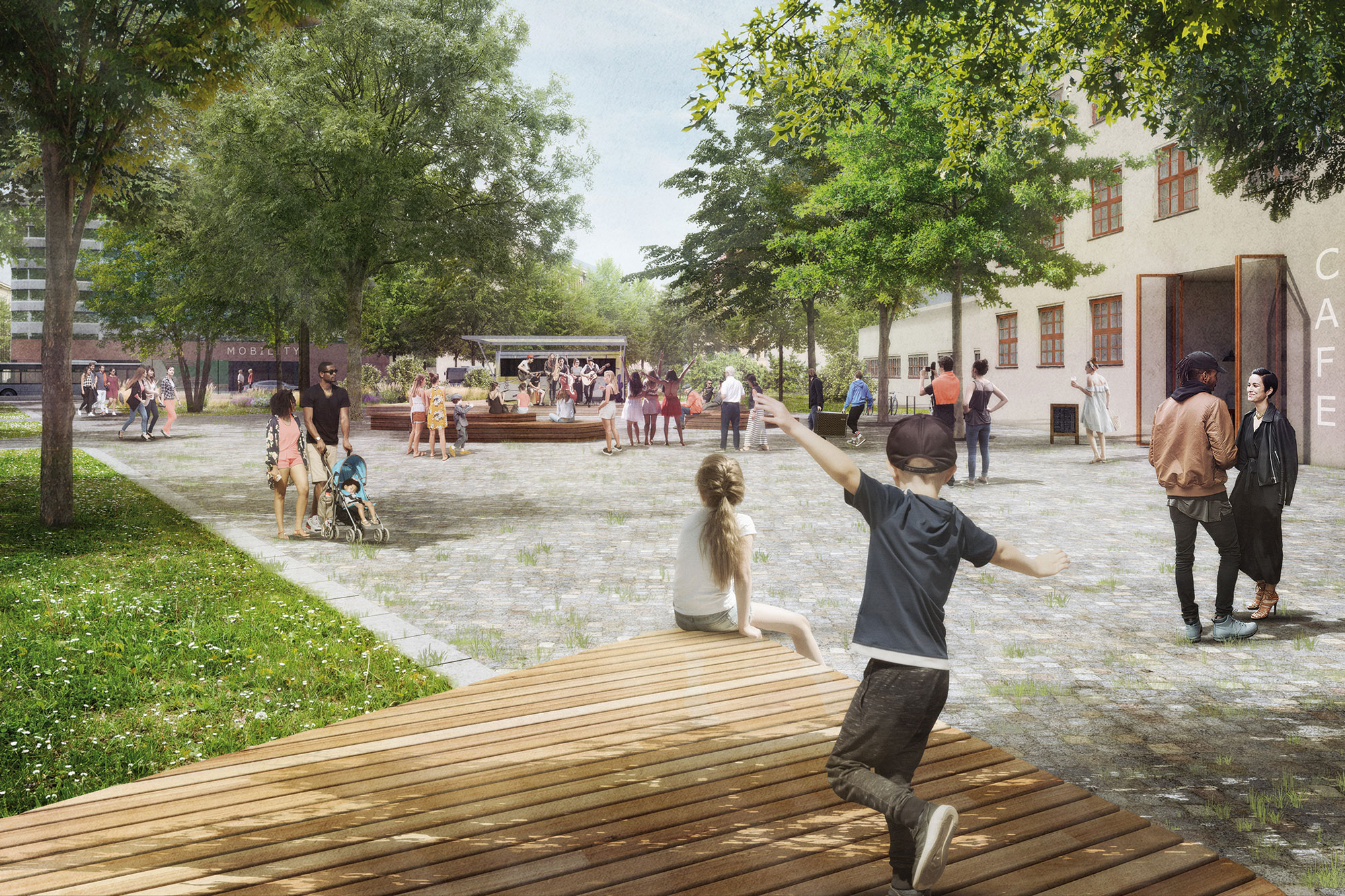 Bühne auf dem Polygraph