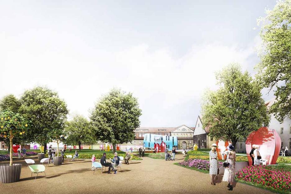 Visualisierung Gartenkaleidoskop auf dem oberen Plateau, Goethe Lounge