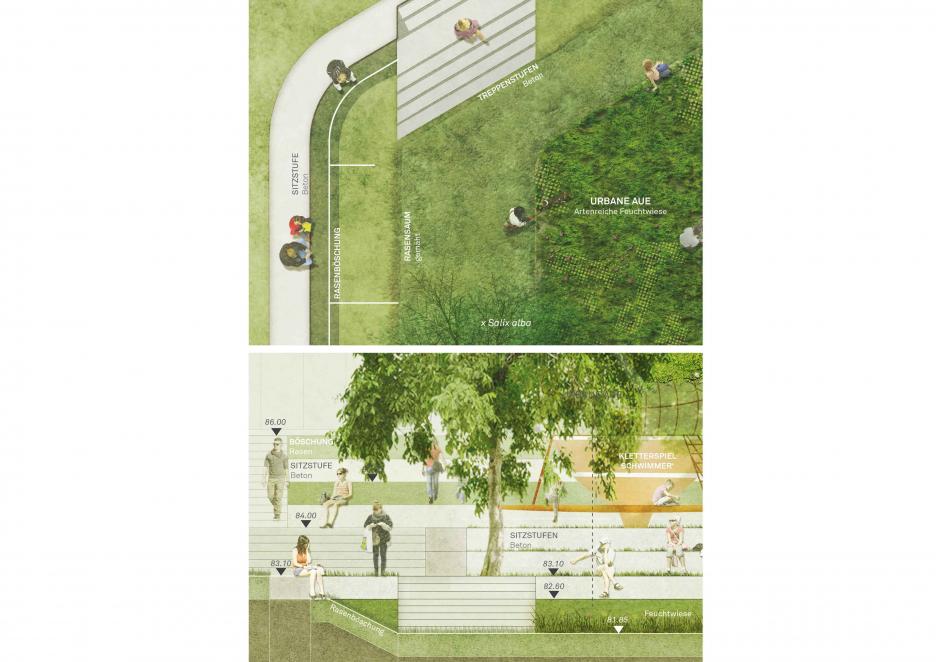 Detail 4 - Urbane Aue | Grundriss + Schnitt