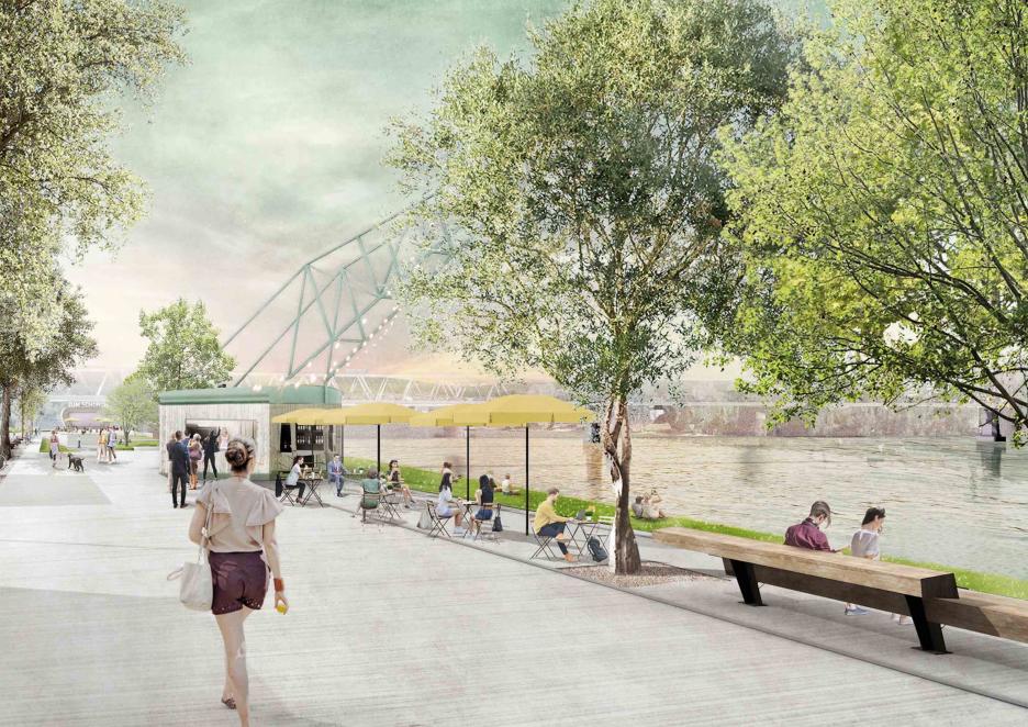 Abendstimmung bei ‚Minthes Weinbar‘ mit Blick auf den Rhein