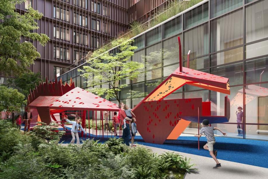 Visualisierung Drachenhof | Spielskulptur Freundlicher Drache