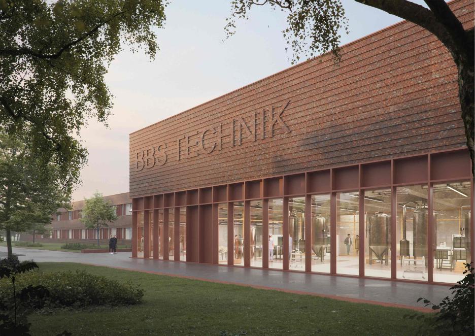 Visualisierung "Haupteingang mit Lebensmittel Technikum"