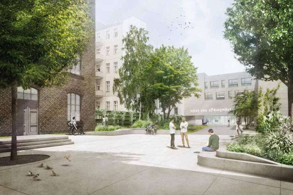 Perspektive Besucherhof und Werkhof