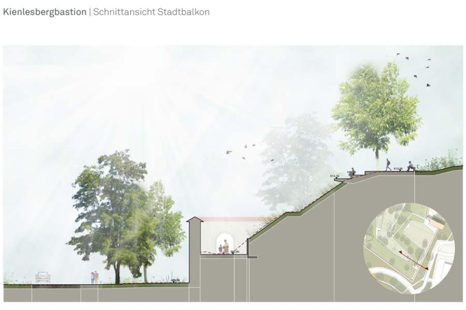 Kienlesbergbastion | Schnittansicht Stadtbalkon