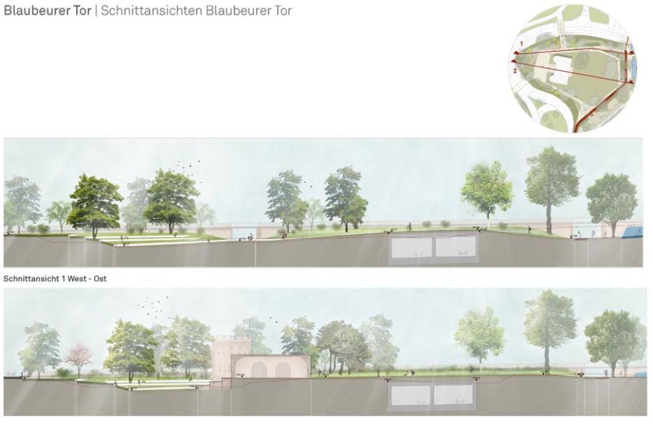 Blaubeurer Tor | Schnittansichten Blaubeurer Tor